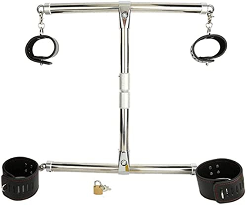 ROLOL Restraint Set System für Paare, Edelstahl Spreizstange mit Verstellbar PU Leder Handfesseln und Fußfesseln, Fesseln SM -Handschellen