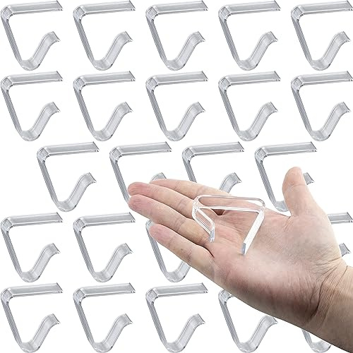 IFAMIO 24 Pack Plastic Large Tablecloth Clips Clear Picnic Table Cloth Clips Transparent Table Cover Holder Clamps Ideal for Outdoor Tables Restaurants Weddings Marquees Banquets Graduation Parties