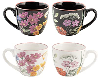 H&H Caroline Set 6 Tazzine da Caffè, New Bone China, Black&White, 80cc