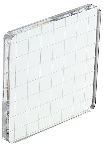 PATIKIL 3 x 3 Acrylic Stamp Block, Clear Stamping Block with Grid Lines Decorative Mounting Blocks Square for Scrapbooking DIY Crafts Card Making