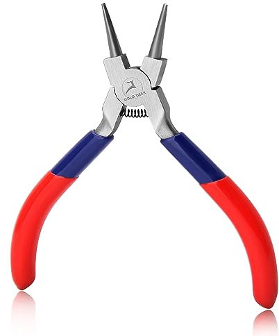 GOLD DEER Pinze a becchi tondi Pinze ad anello per fili Micro pinze rotonde con molla Mini pinze per gioielli Strumenti per la creazione di gioielli per la riparazione di gioielli