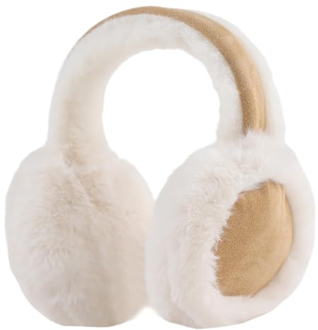 Zsedrut Winter Women Earmuff Foldable Ear Warmer Fluffy Ear Cover Warm Outdoor (Khaki)