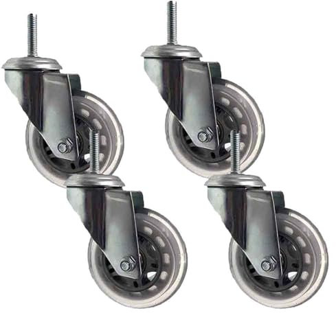 ZYBOWAYL 100mm Schwerlast Transportrollen mit Bremse Möbelrollen mit M10/12/14 Gewinde Strandkorbrollen aus Gummi for Werkbank Nachttisch 4 Stück (Color : Swivel, Size : M10)