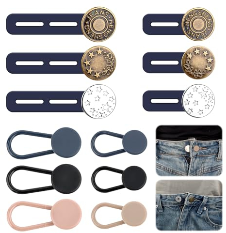 UKOFEW 12 Stück Hosenbunderweiterung Knopf,Hosen Expander Button,Jeans Einziehbare Knöpfe,Verstellbarer Hosenknopf Verlängerung,für Jeans Hosen, Hosenerweiterung Schwangerschaft