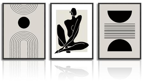 Dazzlewall Boho Abstrakte Kunstdrucke Poster Schwarz Und Weiß Geometrische Wandbilder für Schlafzimmer Wohnzimmer Dekor 30X40 cm Ohne Rahmen 3er Set