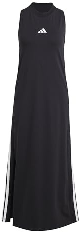 adidas Donna Essentials 3-Stripes Long Racerback Dress, Black/White, S