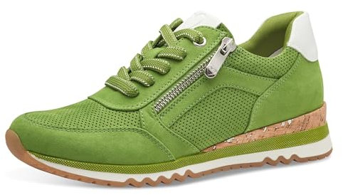 MARCO TOZZI Damen Sneaker flach mit Reißverschluss Vegan, Grün (Apple Comb), 38 EU