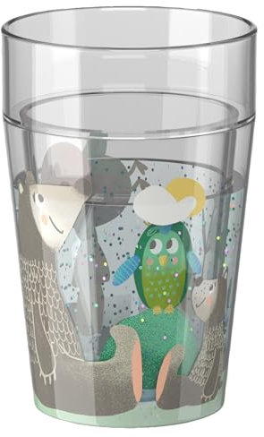 HABA Glitzerbecher Waldbewohner – Kinderbecher mit funkelndem Glitzer-Effekt, perfekt für Wasser, Saft & Tee, Praktisch für kleine Hände – 2012447009