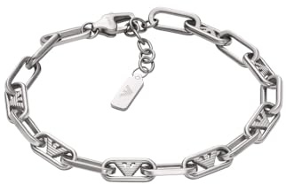 Emporio Armani Bracciale da uomo in acciaio inossidabile o con perline con chiusura a moschettone