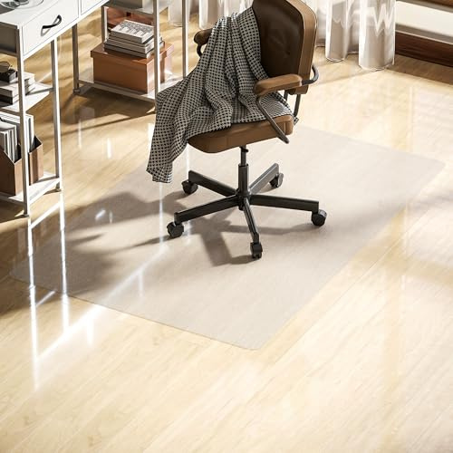 HOMCOM Bodenschutzmatte 100 x 150 cm Bürostuhl Unterlage in Transparent, Kratzfest Stuhlunterlage, Bodenmatte für Hartböden