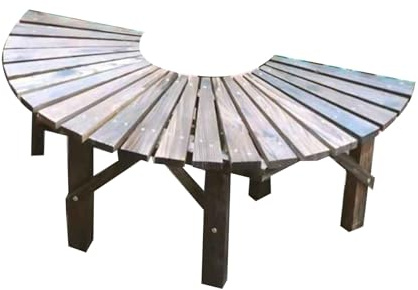 Générique Banc d'arbre Enveloppant, Tabouret De Jardin en Bois en Forme D'éventail À Surface Lisse, Siège Incurvé for Terrasse, Pelouse, Bord De Piscine