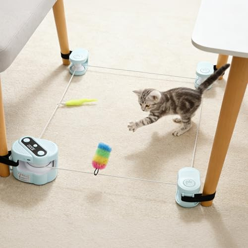 VeftBltrem Interactive Cat Toy for Indoor Cats,Automatic Moving&Enrichment Toy, Auto/Manual Control Cat Treadmill for Exercise & Mental Stimulation for Kittens & Adult Cats