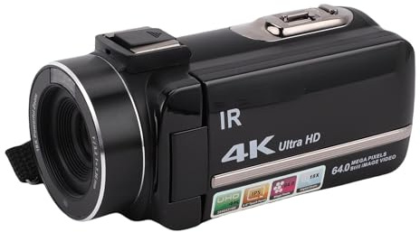 Videocámara 4k con Zoom Digital de 18X, Grabadora de Cámara Vlogging WiFi UHD de 64MP con Micrófono, Estabilizador, Control Remoto, Tarjeta 32G y 2 Baterías
