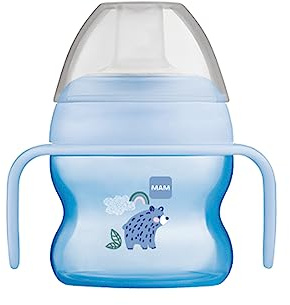MAM Starter Cup (1 Count), Sippy Cup, Drinking Cup with Extra-Soft Spill-Free Spout and Non-Slip Handles, for Boys 4+ Months, Five Ounces, Blue