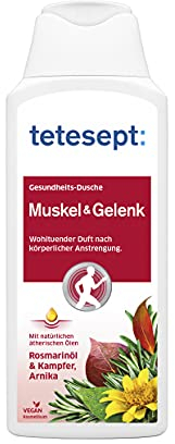 tetesept · Muskel-Entspannung Dusche · Belebt Und Löst Verspannungen · Bei Gelenksbeschwerden Und Sportlicher Belastung · Intensiver Duft Durch Natürliche Wirkstoffe · 1x 250ml