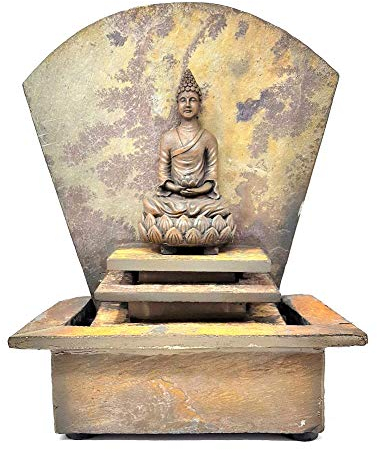 Seliger 20022 Schieferbrunnen Sala inklusive Buddha und Beleuchtung