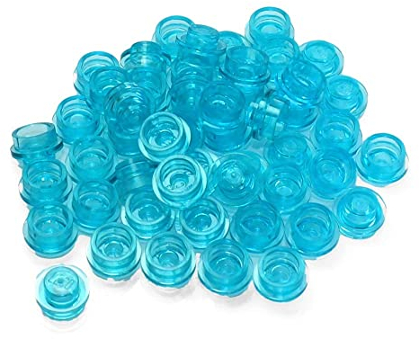 LEGO Parts: 100 Round Transparent Blue Plates 1x1