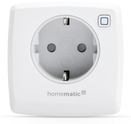 Homematic IP Schaltsteckdose, Smart Home, digitaler Zwischenstecker steuert Leuchten oder Elektrogeräte per App, Alexa & Google Home, Energie sparen, 141836A0