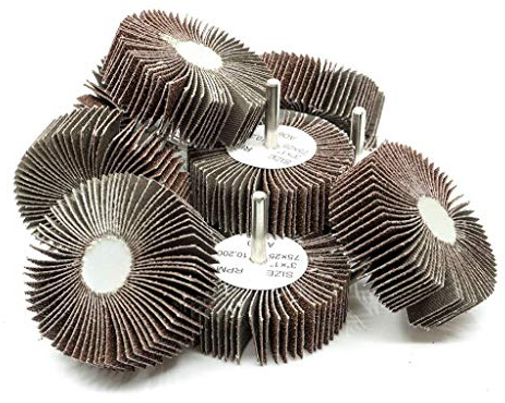 Benchmark Abrasives 3 x 1 Aluminum Oxide Flap Wheel with 1/4 Shank Mounted, Perfect for Woodworking Grinding Polishing Rust Paint Removal (10 Pack) - 120 Grit