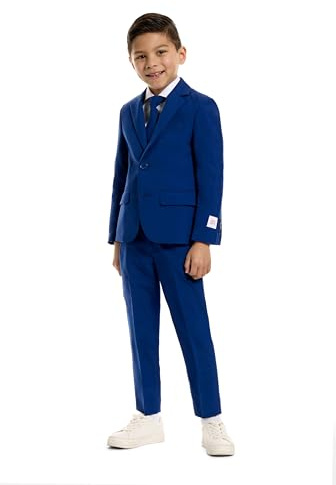 Opposuits Boys 3-Piece Slim Fit Suit Set - Kids Formal Outfit with Blazer, Pants & Tie - Wedding, Easter, Ring Bearer, Party - Navy Blue - Size: 6 Years