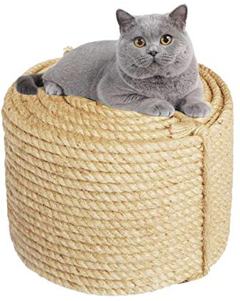 6mm Jute Corde pour réparation et Remplacement de Chat Scratch Pilier, Rayure Arbre, Chat Rayure Tampon/Tapis/Botteur Jouet, Tuyau/Escaliers/Pneu Emballage, Accueil Décoration, 6mm*10m, Beige