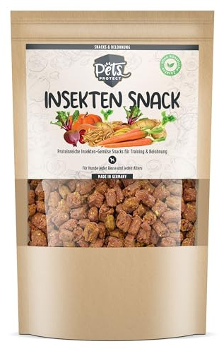 Pets PROTECT SNACK INSETTI | Snack naturali per cani a base di insetti e verdure | Alto contenuto di proteine | Senza cereali | Senza additivi artificiali | Per cani e cuccioli grandi e piccoli | 150