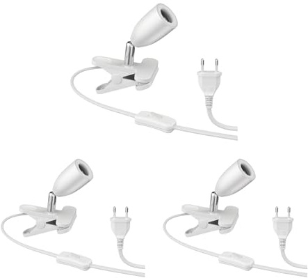 ledscom.de 3x klämlampa LIK, vit matt, 1x E27 max. 60W