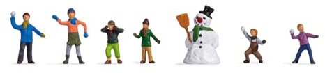 NOCH Figurenset „Kinder im Schnee“, für winterliche Dioramen, Spurweite TT, 1:120