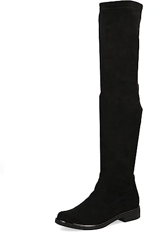 Caprice Cuissardes Femme Petit Talon Vegan, Noir (Black Stretch), 37,5 EU