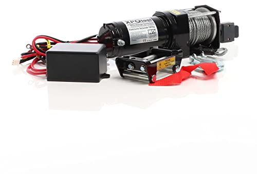 XPOtool Treuil électrique - 1,5 CV / 12 V - Traction jusqu’à 1587 kg - Hauteur de levage max. 10 m - Cabestan à câble 10,5 m commande à une main - Outil Levage