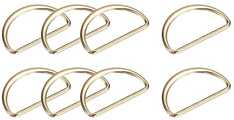 sourcing map 8 Stück Metall D Ringe Schnalle 40mm(1.57) 2.6mm Dicke Geschweißte D-Ringe Schnalle für Gurtband Nähen Kleidung Bänder Taschen Gürtel DIY Zubehör Goldton