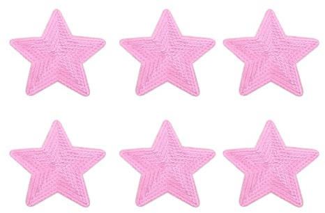 MECCANIXITY Big 5 Star Sequins Iron-on Patches Embroidered Sew Sequin Patch Appliques for Clothing Repair Backpack Shoes Decoration 90x90mm/3.54x3.54 Pack of 6(Pink)