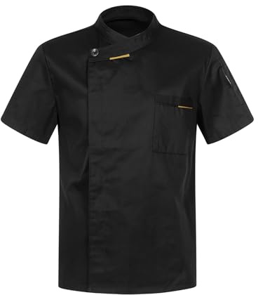 Camisa de Cocinero Camiseta Manga Corta Unisexo Hombre Mujer Chaqueta Chef Escudo Cocina Uniforme Ropa de Trabajo Cocina Hotel Restaurante