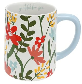 Pavilion Gift Company - Grateful For You - 17 Oz Coffee Mug Tea Cup Bestie BFF Best Friend Friendship Wife Girlfriend Floral Spring Drinkware
