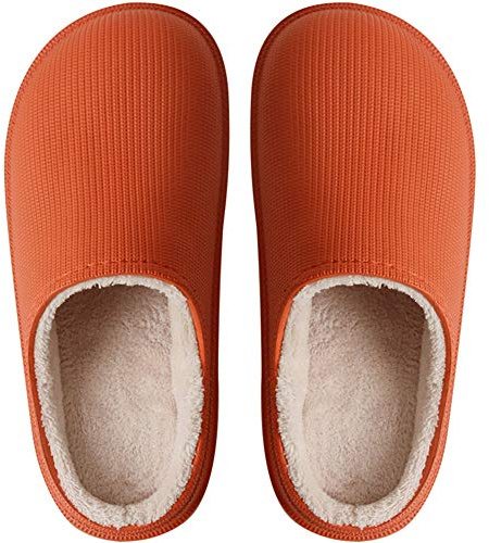 Rojeam Pantofole Donna Impermeabili Comfort Scarpe da Giardino Invernali Pantofole da casa Calde da Esterno per Uomo Donna, Arancione, 41/42 EU