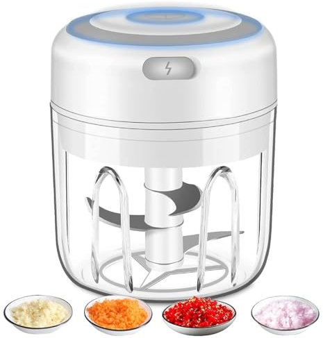 Mini picadora de ajo eléctrica, procesador de alimentos portátil, picadora de verduras, picadora de cebolla, picadora de carne inalámbrica con carga USB para verduras, pimienta, cebolla, alimentos