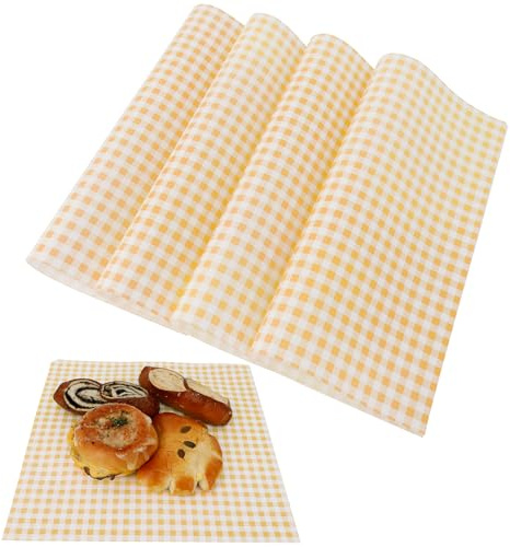100 Pcs Waxed Paper Sheets 12 x 12 Inch Pastel Deli Wraps Grease Resistant Food Basket Liners Checkered Square Sandwich Paper Wraps for Burgers Bread Restaurant Barbecue Picnic (Yellow)