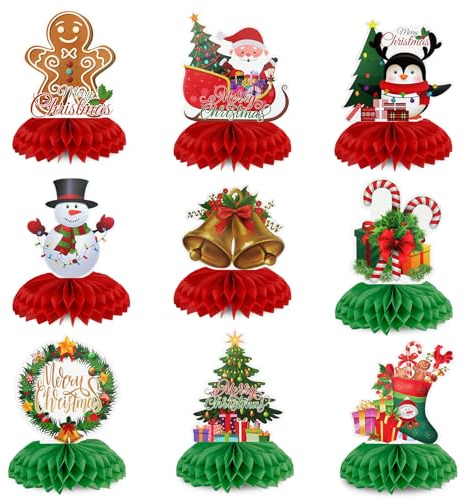 9 Piezas Adornos De Panal Para Fiesta De Navidad,Adorno De Panal Navideños Para Mesa,Adorno De Navidad De Nido De Abeja Decoración,Decoración Para Suministros De Fiesta