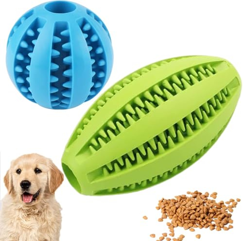 UQMIQURA Set di giocattoli per cani, 2 palline per cani con cura dentale, palline per snack per cani di taglia grande e piccola