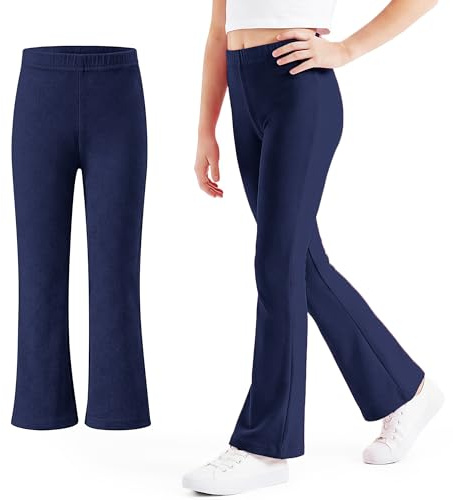 Domueay Flickleggings, elastiska, ventilerande, utsvängda sportleggings, , basic, bootcut, byxor, långa, enfärgade dans, yogabyxor, aktiva kläder för 7–16 år