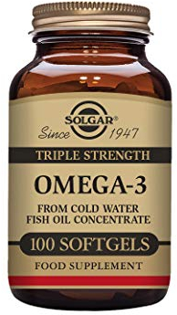 SOLGAR Omega 3 de triple potencia, apoya el cerebro y los ojos, es bueno para la salud del corazón, aceite de pescado, 100 cápsulas blandas, el embalaje puede variar