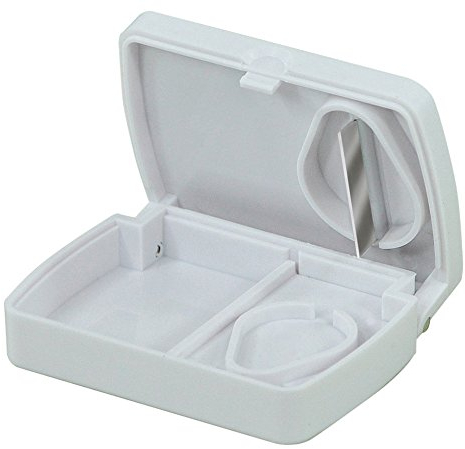 All in One Pill Storage Box and Tablet Splitter/Cutter Ideal for Travel and Home use Handy, Small Size Cut Tablets in half Aids those with Limited Dexterity or who can’t take large Tablets