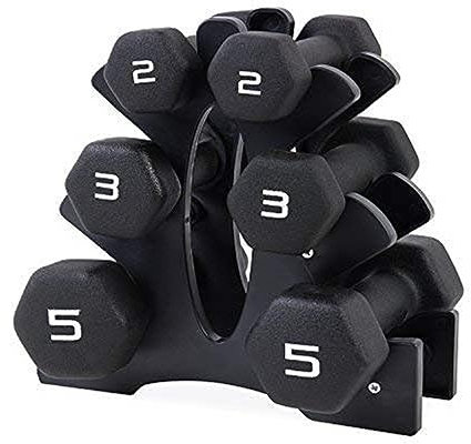 CAP Barbell Neoprene Dumbbell Set with Rack, 20 Pounds, Black