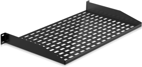 Pyle Netzwerkschrank 19 Zoll- Serverschrank, Wandhalterung 1U, Fachboden, Rack Boden, Belüftete Patchpanel- und Netzwerkgeräte Ablage, PC Halterung unter Schreibtisch, Server Schrank, Regal schwarz