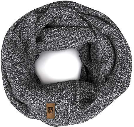 Bufanda circular | Heyo h16025 | Bufanda de invierno para hombre | Bufanda infinita de punto suave | Bufanda cálida de punto, color gris claro, tamaño universal