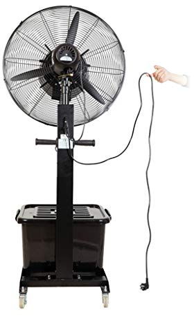Ventilador nebulizador Exterior terraza Jardin Bar deposito Agua 42 litros/Ventiladores de pedestal/Ventilador Industrial de pie /3 Velocidades/Negro