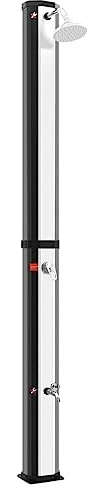 vidaXL Ducha Solar Exterior, Soporte con Rociador y Grifo, Columna Alcachofa de Ducha, Ducha para Jardín Patio Piscina Playa, 35 L