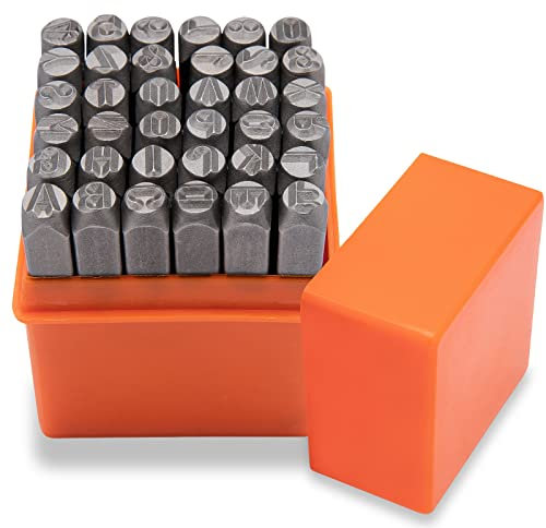 Metall-Buchstaben-Set, 6 mm, 36-teiliges Stahl-Stempel-Set, Stempelwerkzeug-Set zum Bedrucken von Metall, Kunststoff, Holz, Leder.