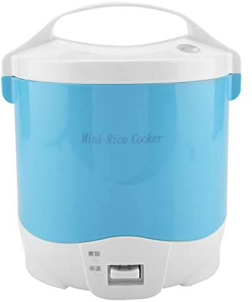Cuociriso Elettrico, 24V 180W 1.6L 7.1x6.7x7.9inch Fornello di Riso Multifunzionale Portatile per a Vapore per Auto Home Office Travel(Blu)