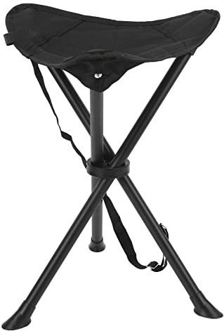 Alomejor Outdoor Stativhocker 200 Kg Tragender 3 Bein Stativstuhl Tragbarer Faltbarer Stuhl Zum Angeln Camping Picknicks(Schwarz)